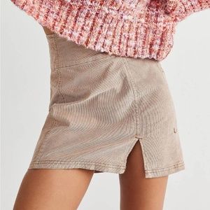 FREE PEOPLE Corduroy Mini Skirt Modern Femme Off-White Sz 12 US (NWT)